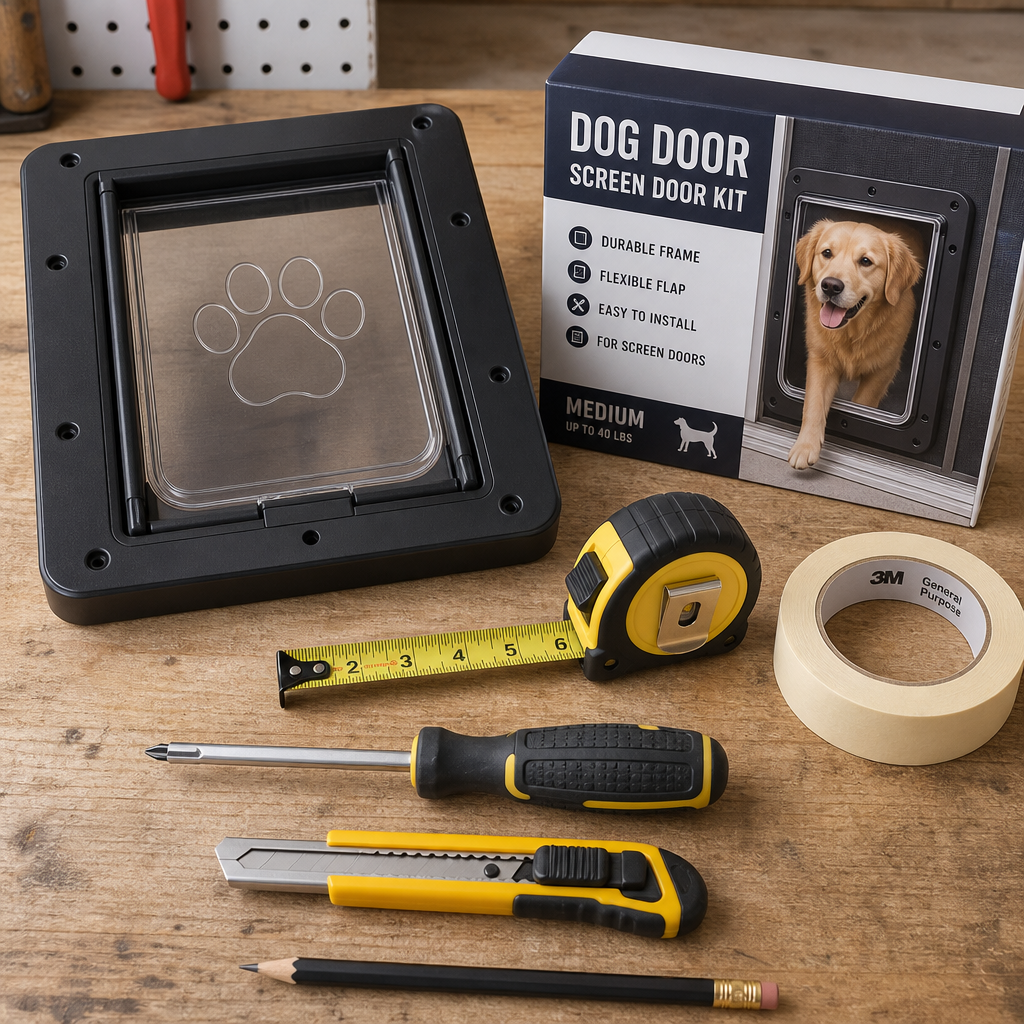 tools needed for installing a dog screen door